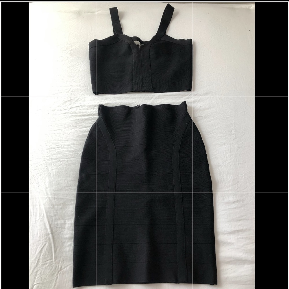 2 piece set, black top and bottom (skirt)